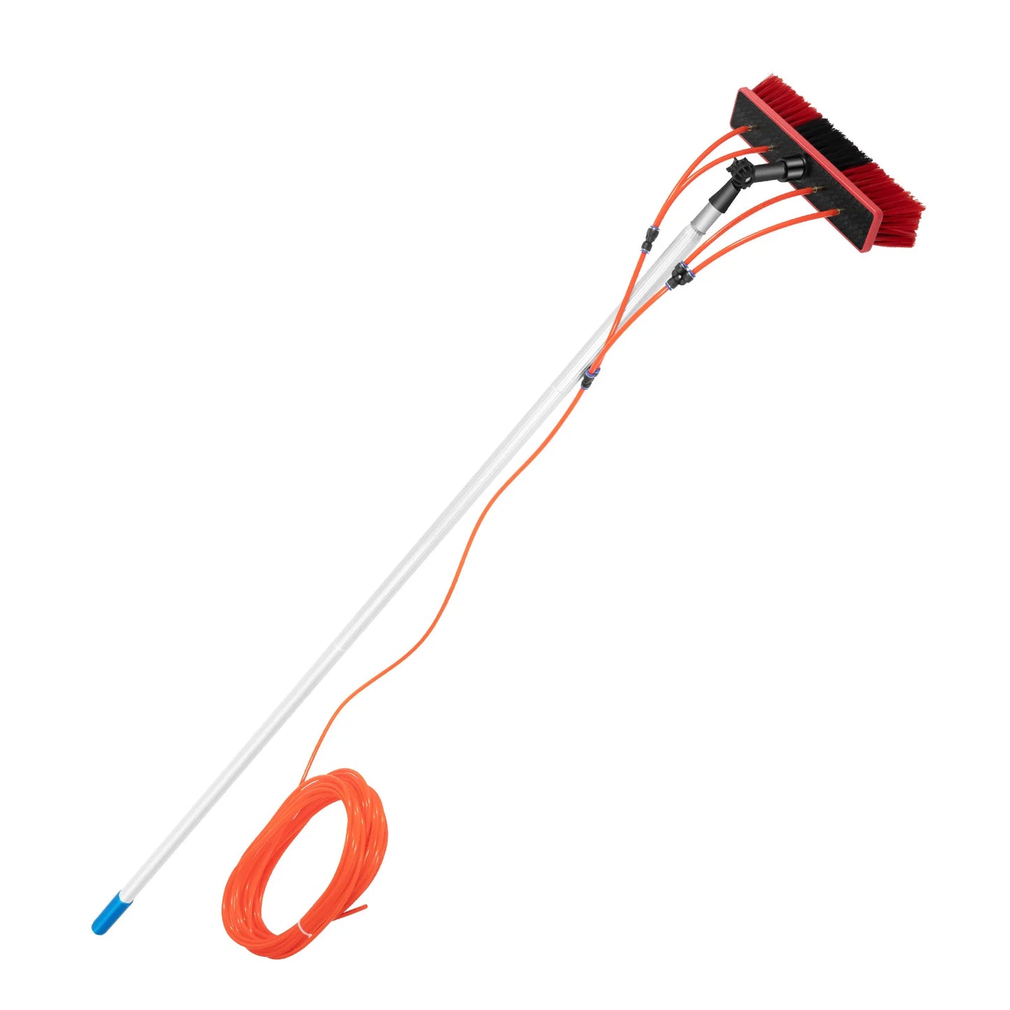 Water Fed Pole Cleaning Kit 180° Rotated Window Cleaner with Telescopic Handle Removable Brush Head Roof Cleaning Brush