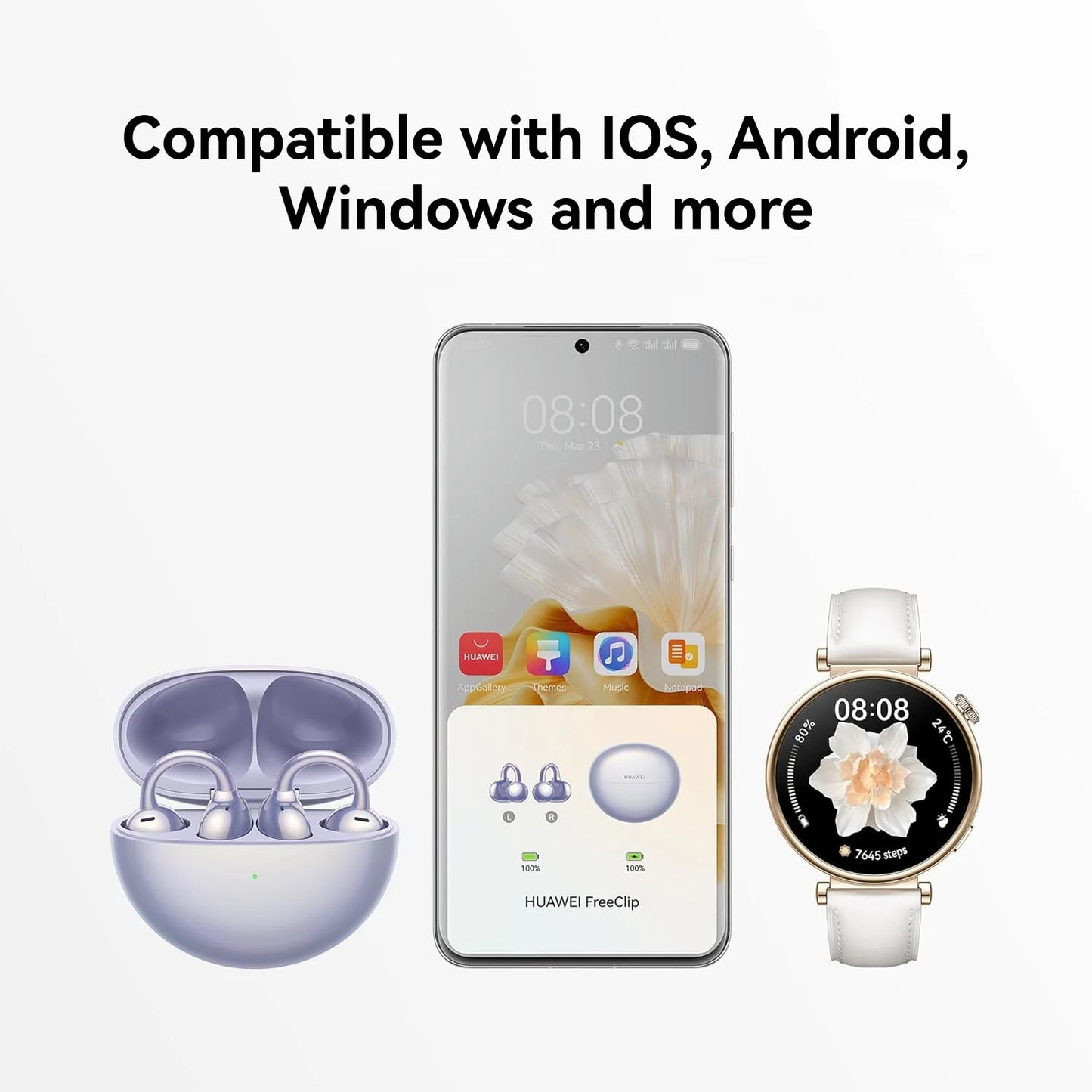 HUAWEI FreeClip,Open-ear Wireless Headphones,Ultimate Sound,compatible with iOS and Android,8 Hours Long Battery Life,