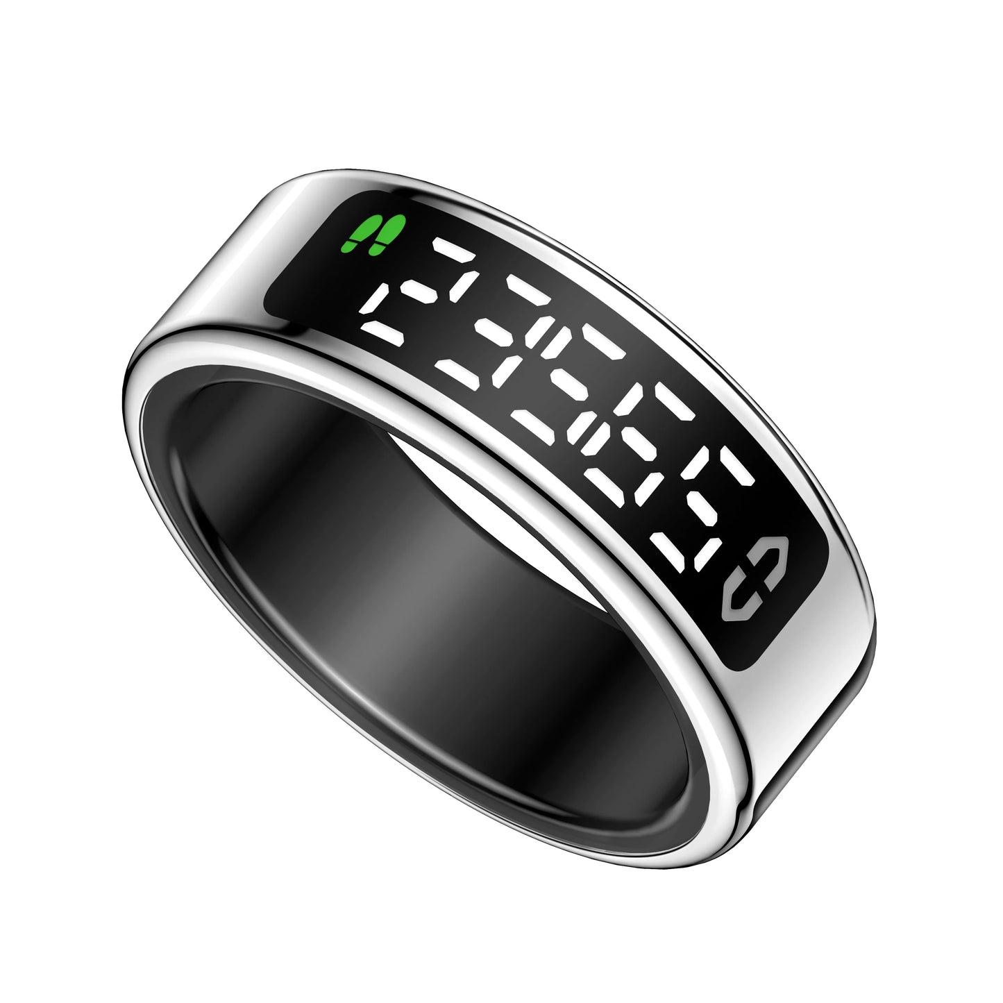The newly upgraded smart ring features a digital display. It offers step counting, sleep monitoring, and multiple sports modes.