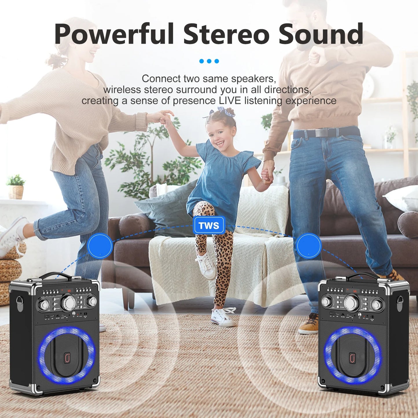 S8-T Kara Ok with 3 Microphones,Portable Bluetooth 5.3 Kara Ok Speaker, Suitable for Outdoor Activities, Parties and Parties