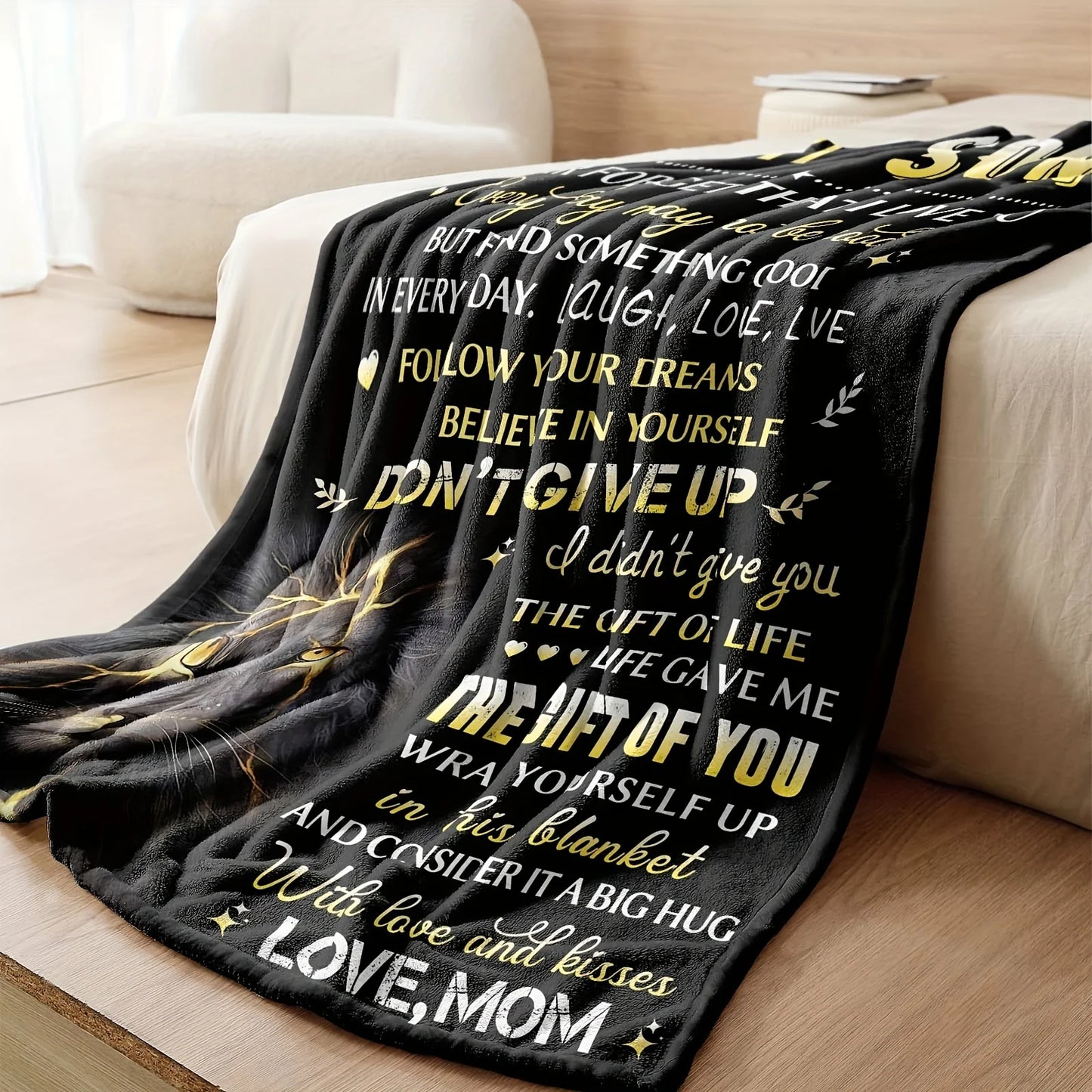 One Piece Blanket From Mom To My Son Gift For Son Birthday Valentines Day Graduation Throw Blanket 100 Percent Polyester