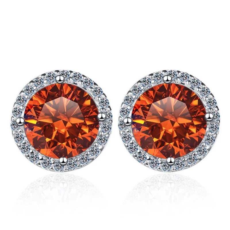 1CT*2  D VVS1 Multi-color Moissanite S925 Earrings Exquisite Jewelry for Women to Shine at Weddings and Parties GIFT Retro