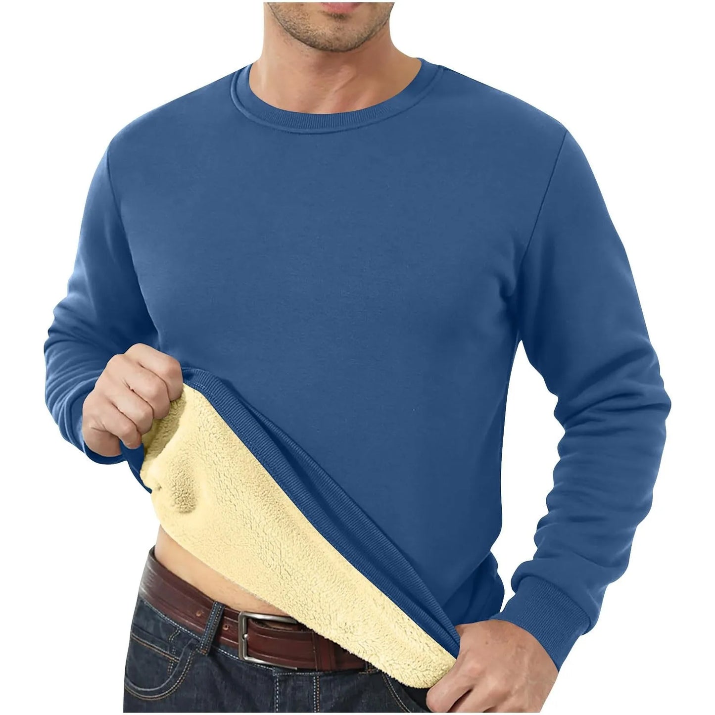 Sweatshirts For Men Long Sleeve Fleece Casual Fuzzy Crewneck Pullover Warm Winter Camisas De Hombre Men'S Shirt Polos Para Hombr