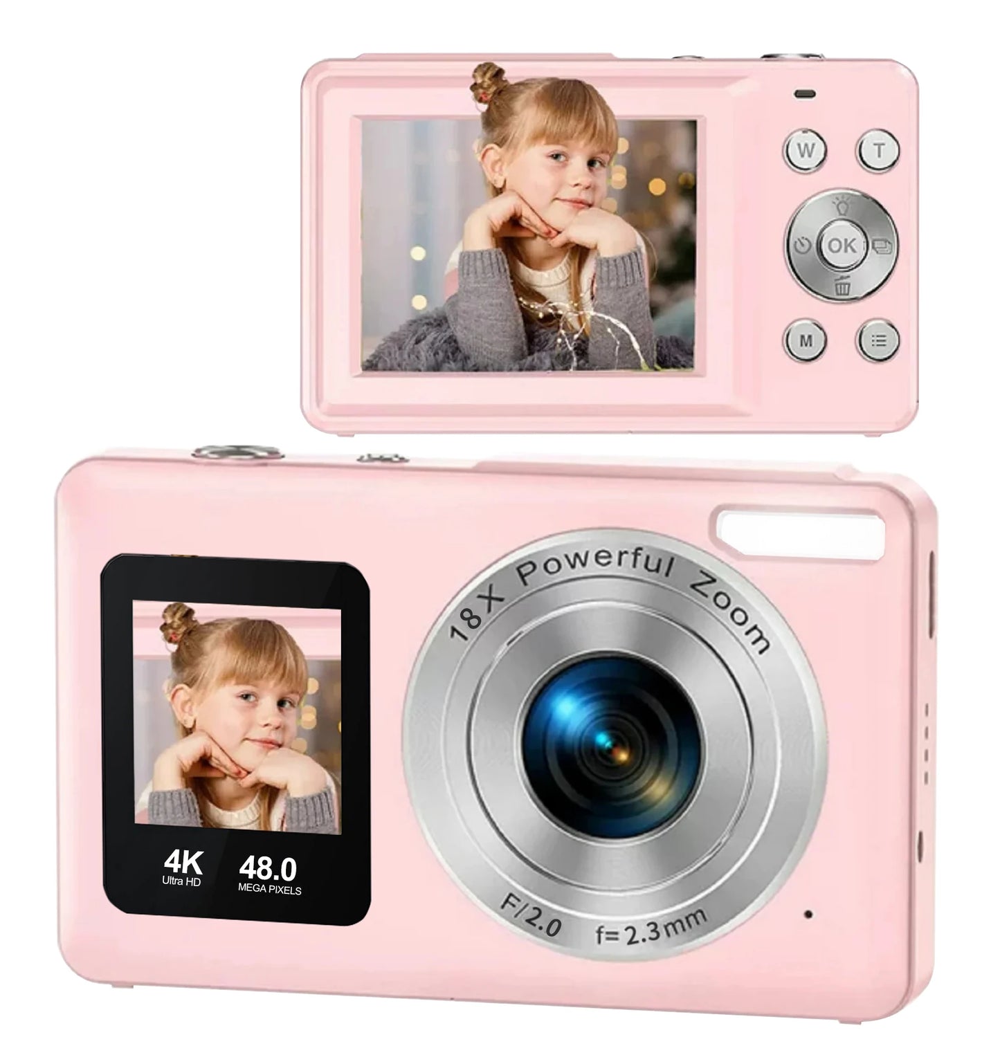 Children's digital camera 4K: 48 million pixels, suitable for teenage photography - 18x zoom shooting