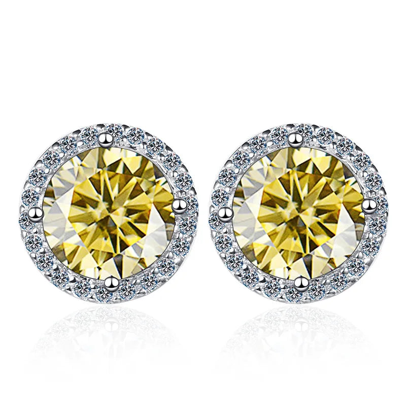 1CT*2  D VVS1 Multi-color Moissanite S925 Earrings Exquisite Jewelry for Women to Shine at Weddings and Parties GIFT Retro