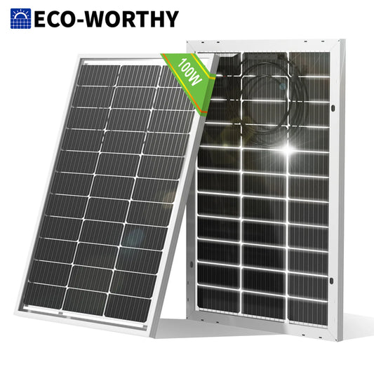 Eco-Worthy Bifacial 100 Watt 12 Volt Solar Panel Monocrystalline Rigid High Efficiency PV Module for Sunsheds and RVs
