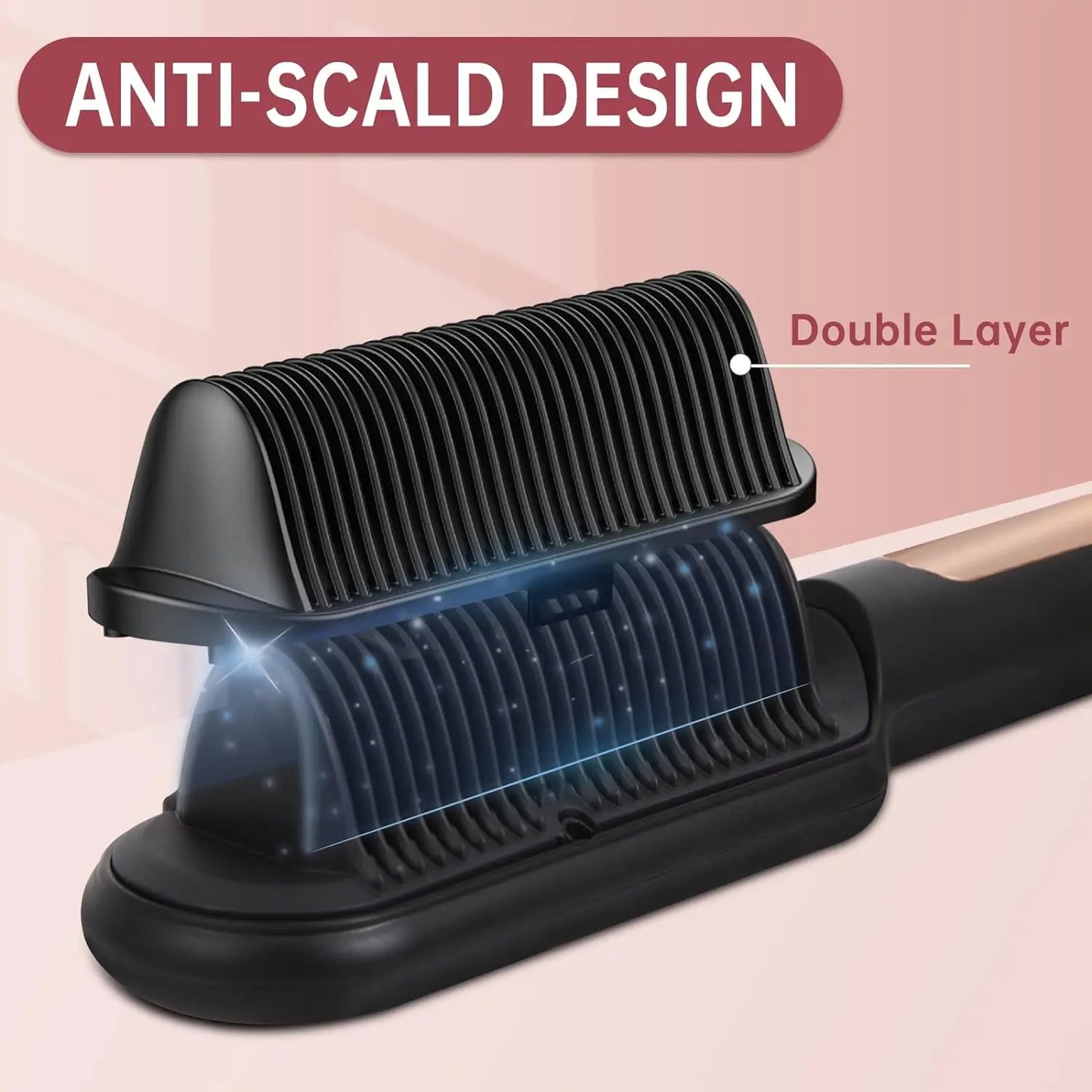 AP02 Negative Ionic Hair Straightener Brush Fast Heating Auto Shut Off Anti Scald For Women