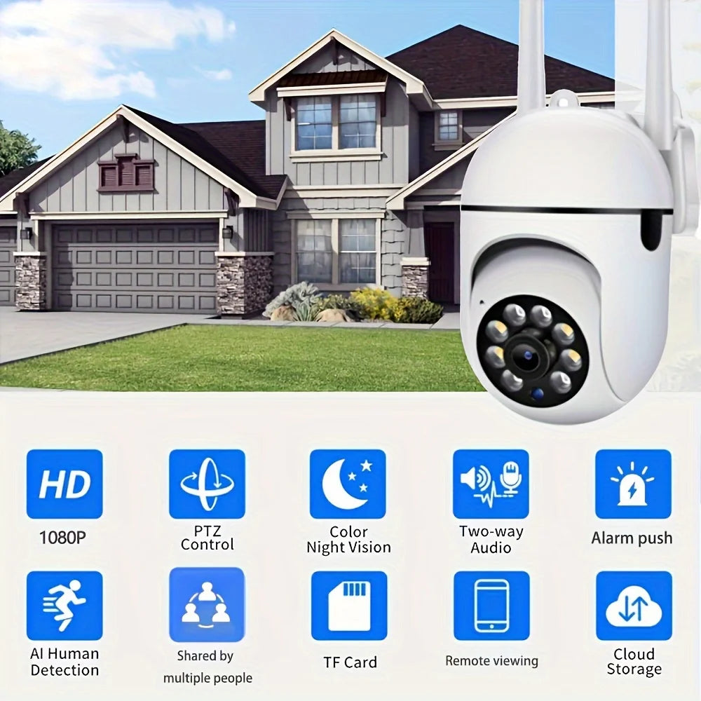 1080P Outdoor Indoor Security Camera With 2.4GHz WiFi Auto Tracking And Two Way Voice Humanoid Motion Tracking