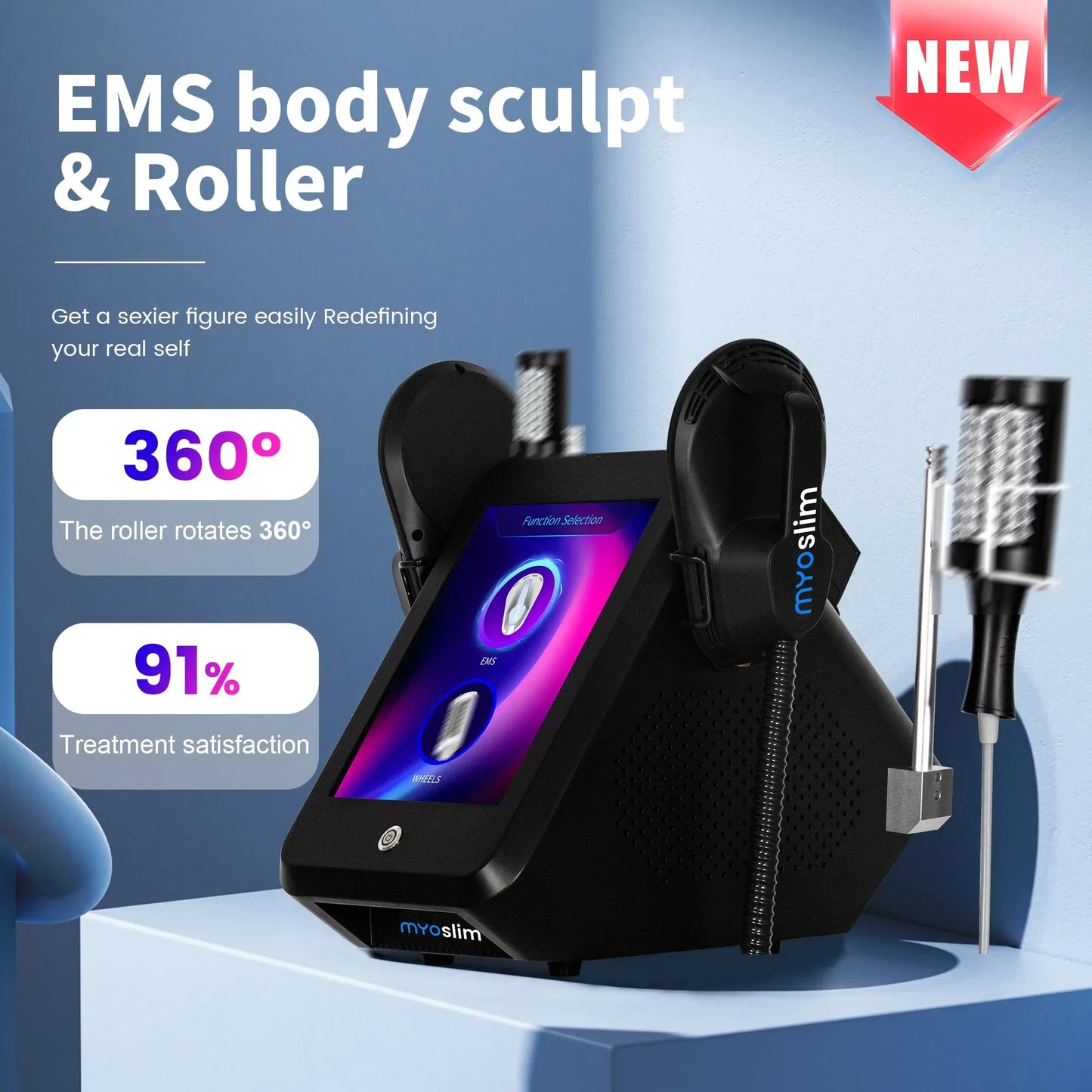 MYOSLIM and EMS Nova Hi-EMT RF Roller 2-in-1 Muscle Gainer Slimming Fitness Machine Health And Beauty Equipment For Salon