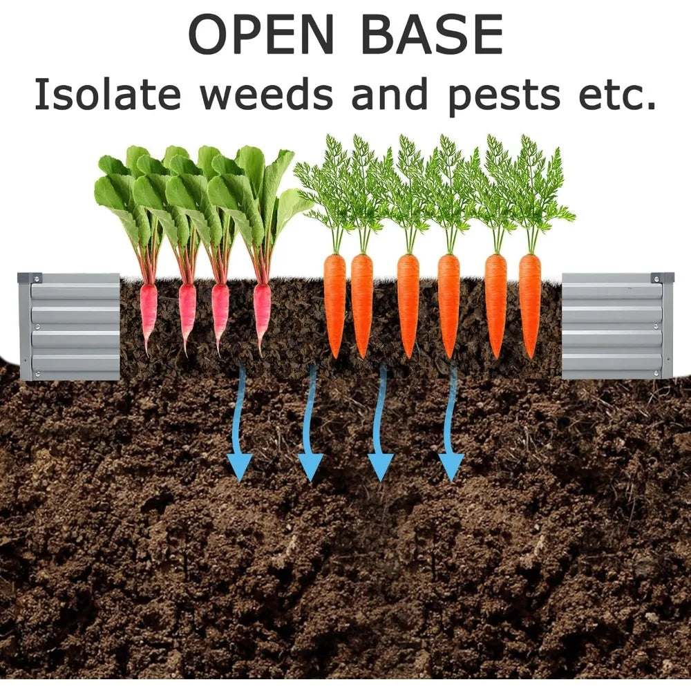 8x4x1ft Galvanized Raised Garden Bed 2 Pack Outdoor Planter Boxes For Vegetables, Flowers And Herbs Silver