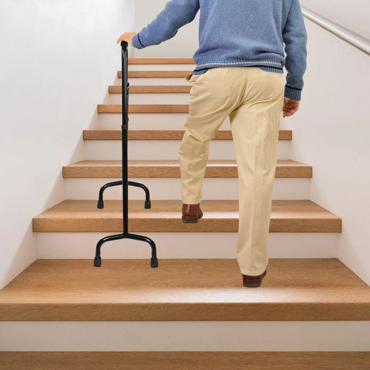 Stair Climbing Cane Adjustable Height 88-98cm Safety Step Stool Pedal Cane Elderly Non-slip Walking Stick Training Tool