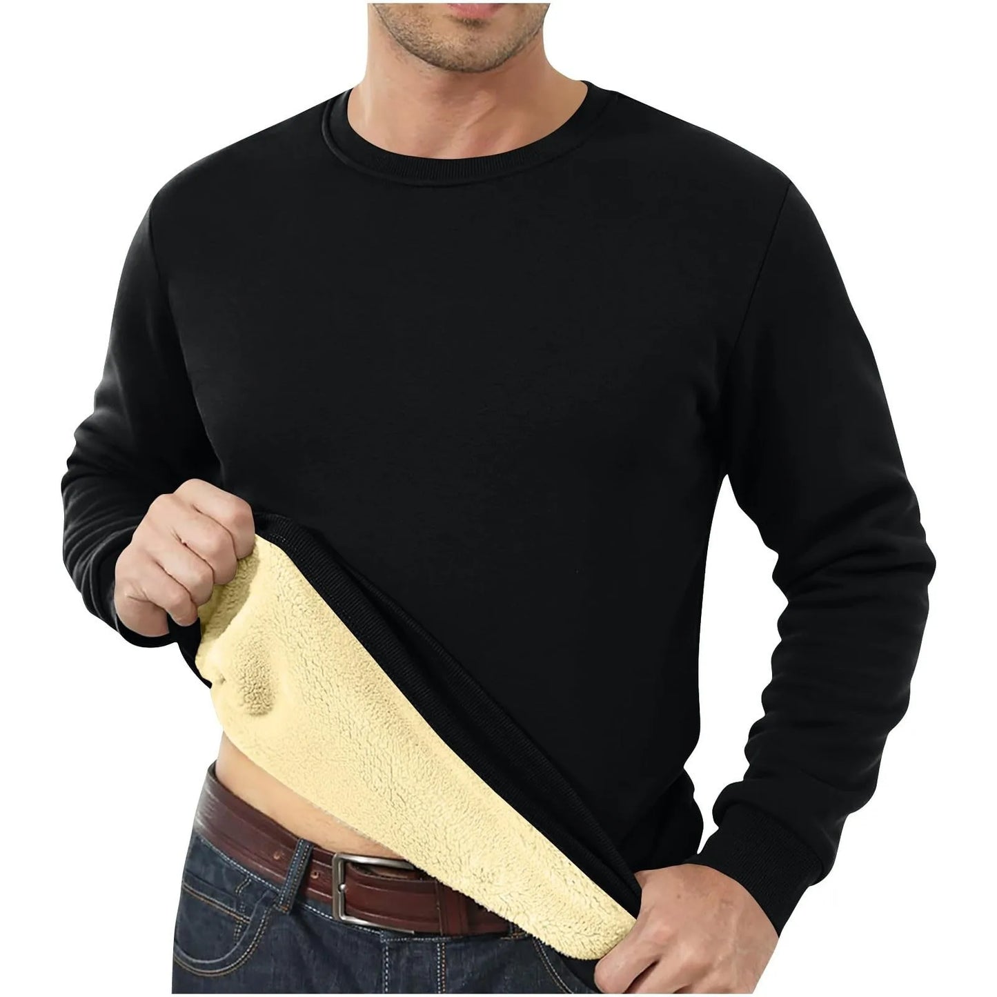 Sweatshirts For Men Long Sleeve Fleece Casual Fuzzy Crewneck Pullover Warm Winter Camisas De Hombre Men'S Shirt Polos Para Hombr