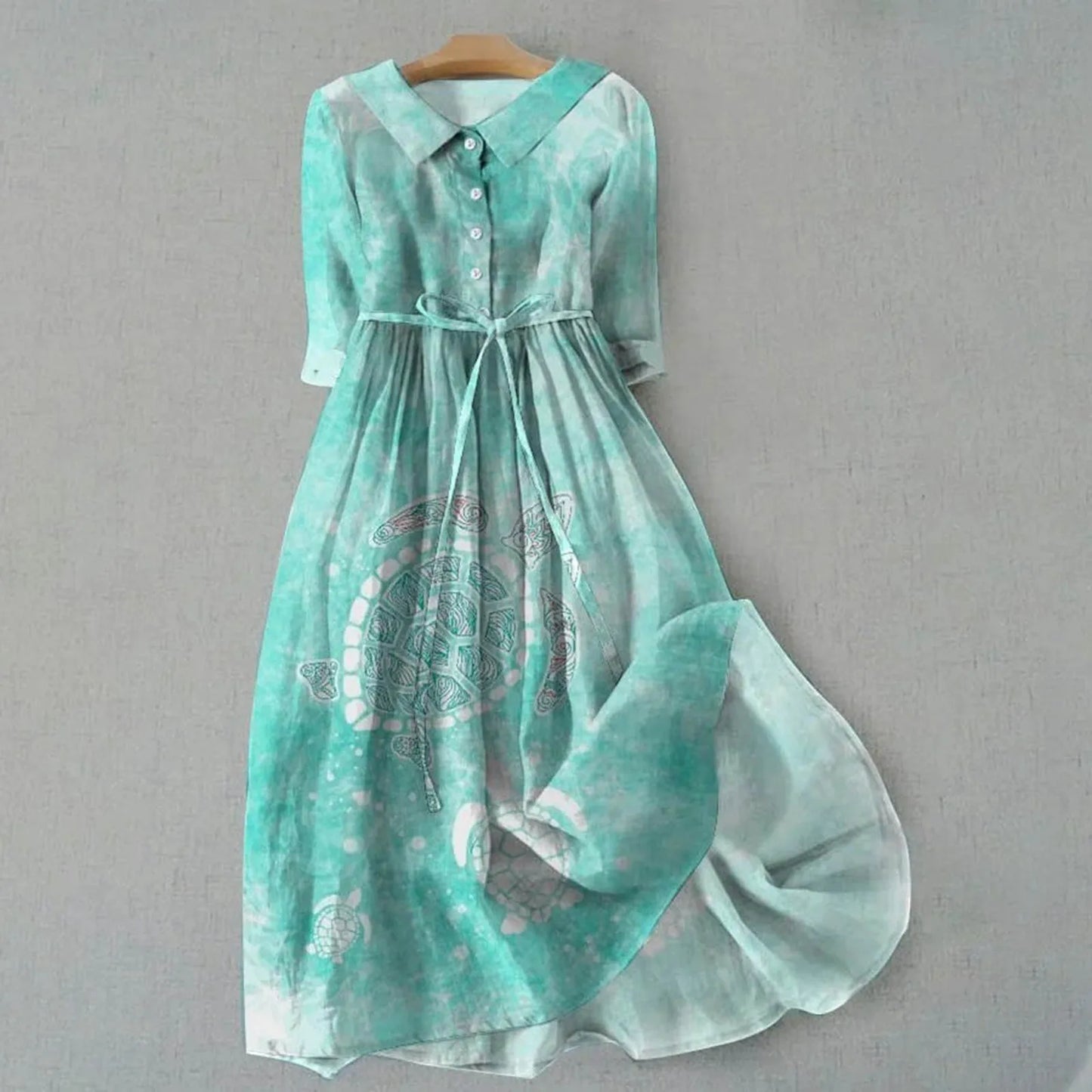 Elegant Women French Style Shirt Long Dresses Slim Fit Lapel Button Up Summer Dress With Linner Female Boho Beach Party Sundress