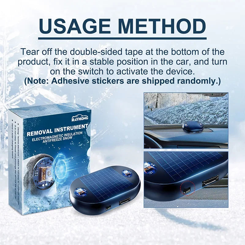 Snow Plow Antifreeze Car Electromagnetic Molecular Defroster Front Rear Windshield Car Snow Removal Instrument Solar Antifreeze