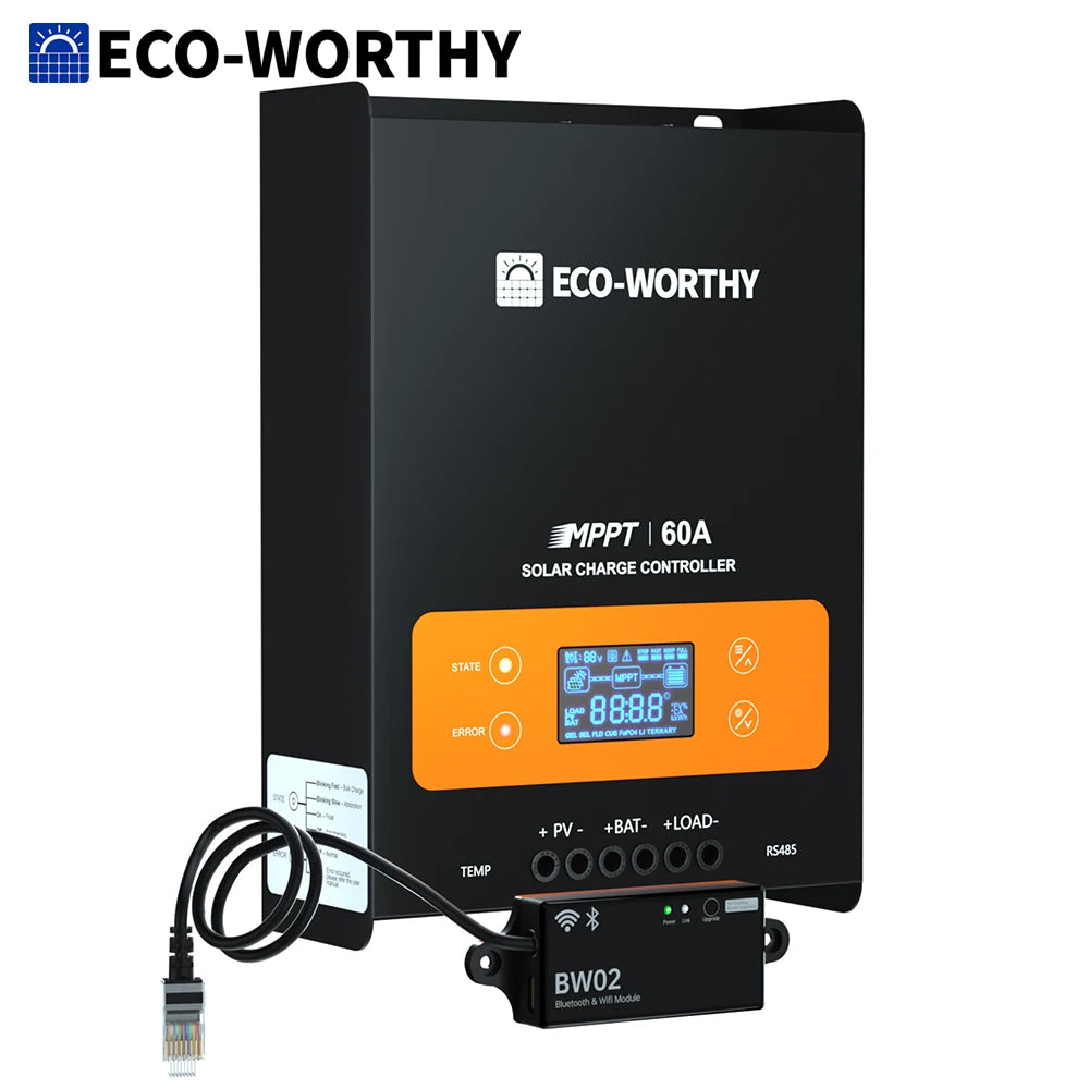 ECO WORTHY 60A MPPT Solar Charge Controller 12V 24V 36V 48V Battery Regulator for Lead Acid LiFePO4 RV Solar System